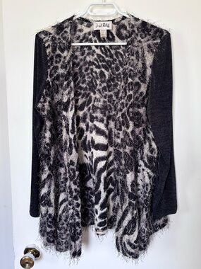 Joseph Ribkoff Animal Print Sequin Cardigan Size 14